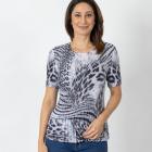 Jeannie Damen-Plissee-Shirt schwarz/weiß - 112338900000 - 0 - 140px