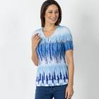Jeannie Damen-Plissee-Shirt blau-gemustert - 112341100000 - 0 - 140px