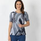 Jeannie Damen-Plissee-Shirt schwarz/weiß/grau - 112344500000 - 0 - 140px