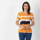 Jeannie Damen-Plissee-Shirt orange/schwarz/weiß - 112345100000 - 0 - 140px