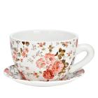 Pflanztasse Blumen Dekor aus Keramik Rot/Grün/Weiß - 112952000000 - 0 - 140px