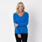 100% KASCHMIR Pullover, V-Ausschnitt, royal 34/36 - 112959600001 - 0 - 140px