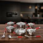 First Cuisine Topfset 15 tlg. mit roten Griffen - 113834200000 - 0 - 140px