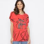 FASHION NEWS Damen-Shirt Katze rot M/L - 38-42 - 113980200001 - 0 - 140px