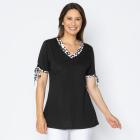 BRILLIANTSHIRTS Damen-Longshirt Uni mit Leo Besatz 36/38 - 113983300001 - 0 - 140px