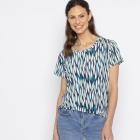 FASHION NEWS Damen-Shirt Blätter türkis/multicolor M/L - 38-42 - 114019300001 - 0 - 140px