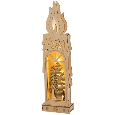 LED-Holzdeko Kerze 44cm