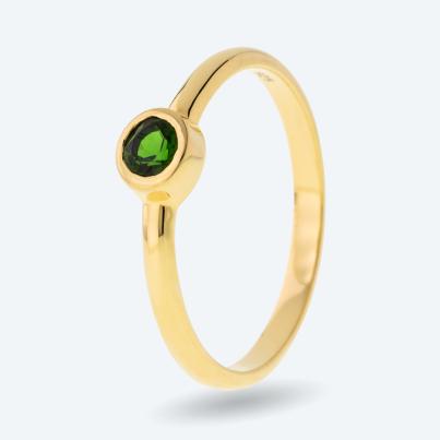 Ring 925 Silber vergoldet Chromdiopsid