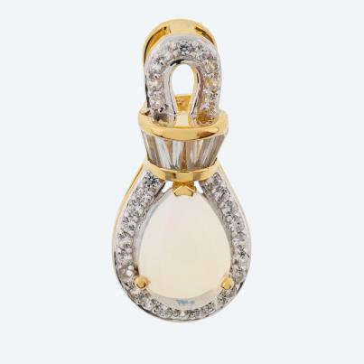 Anhänger 925 Silber vergoldet Äth. Opal+Zirkon