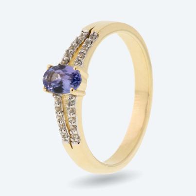 Ring 585 Gelbgold AAATansanit+Zirkon