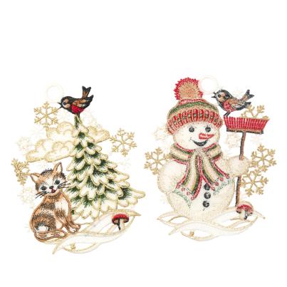 Plauener Spitze Fensterbilder Set 2 Stk. Schneeman