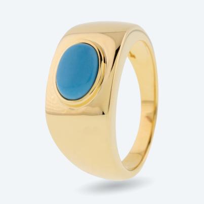 Ring 925 St. Silber vergoldet Türkis stabilisiert