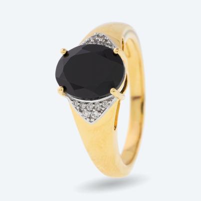 Ring 925 Sterling Silber vergoldet Spinell schwarz