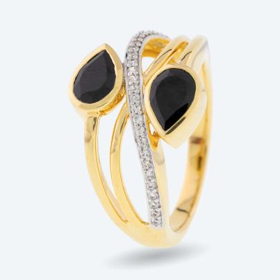 Ring 925 Sterling Silber vergoldet Spinell schwarz
