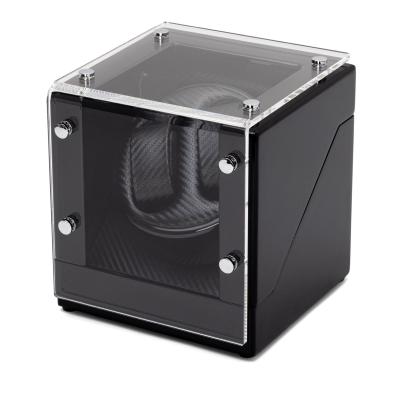 2er Uhrenbeweger "Screws" piano black, Carbonoptik