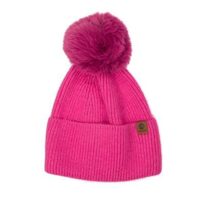 Antonio Damenmütze Angori mit Bommel pink