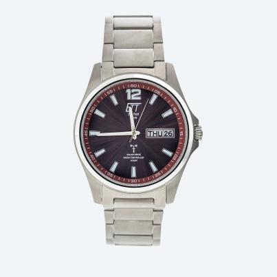 ETT Herrenuhr Funk-Solar, Titan , rot-silber