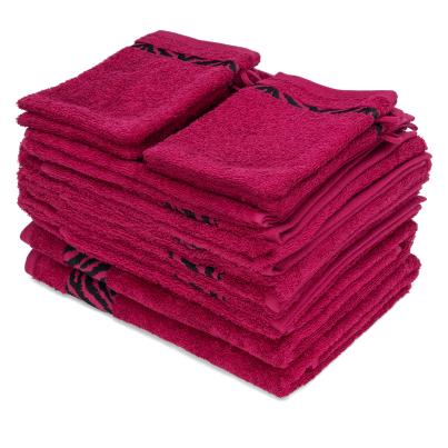 Frottierset 12tlg. Zebra beere