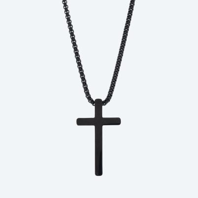 Kreuzanhänger Edelstahl mit Kette black