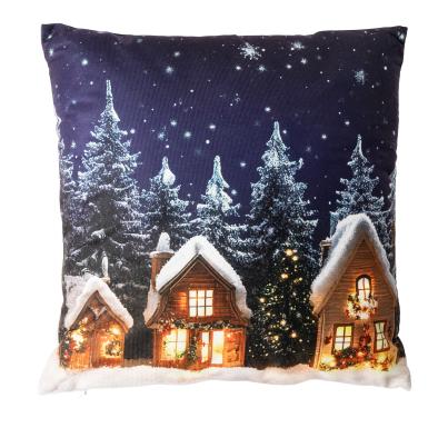 LED Kissen Winterdorf 40x40cm