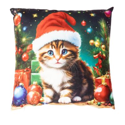 LED Kissen Weihnachtskätzchen 40x40cm