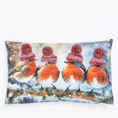 Dekokissen Rotkehlchenfamilie 30x50cm