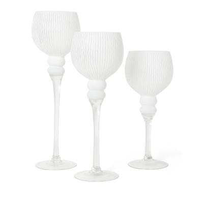 Kelchset 3tlg. Weiße Rillen