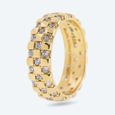 Ring 925 Sterling Silber vergoldet Zirkonia