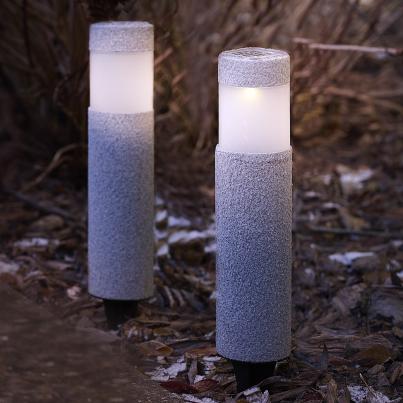 LED Solarleuchten 2er Set Steinoptik