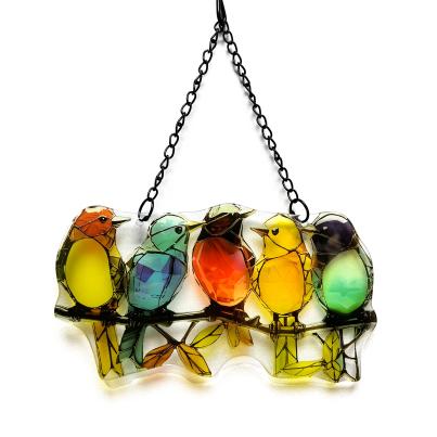 Fensterbild Vogelversammlung 25cm