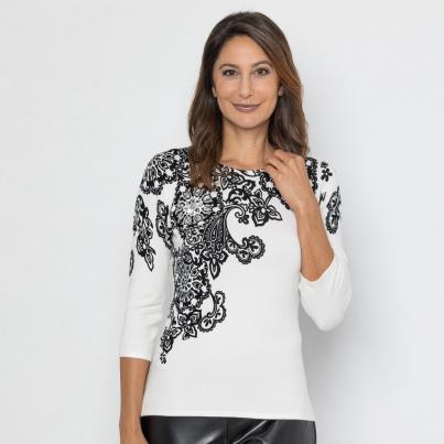 MILANO Design Pullover schwarz/ weiß