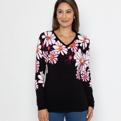 MILANO Design Pullover schwarz/weiß/fuchsia