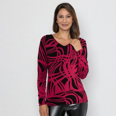 MILANO Design Pullover rot/schwarz