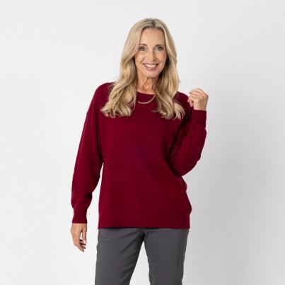 100% KASCHMIR Pullover, Rundhals, weinrot