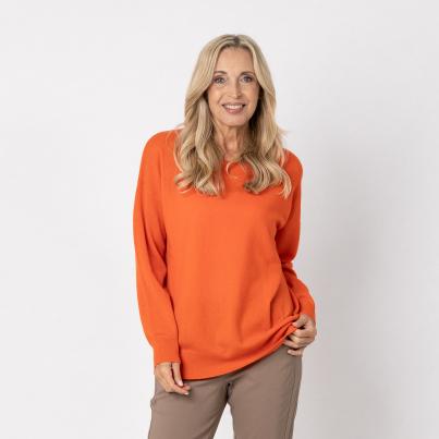 100% KASCHMIR Pullover, Rundhals, orange