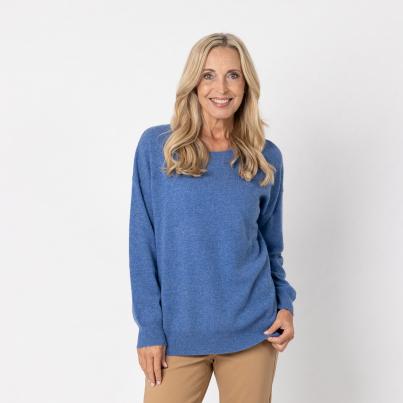 100% KASCHMIR Pullover, Rundhals, blau