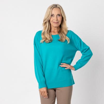 100% KASCHMIR Pullover, Rundhals, seegrün