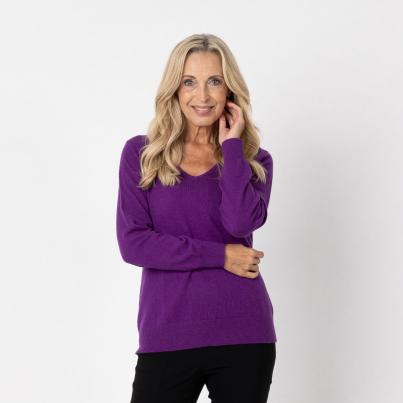 100% KASCHMIR Pullover, V-Ausschnitt, violett