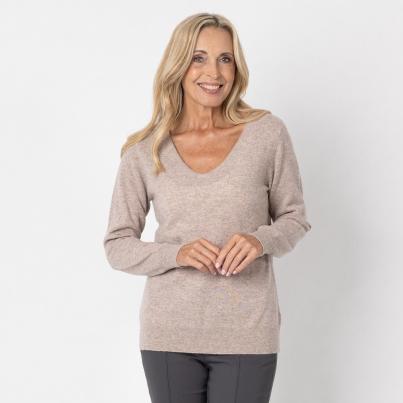 100% KASCHMIR Pullover, V-Ausschnitt, biskuit