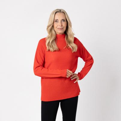 100% KASCHMIR Pullover, Stehkragen, rot