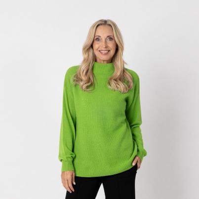 100% KASCHMIR Pullover, Stehkragen, kiwi