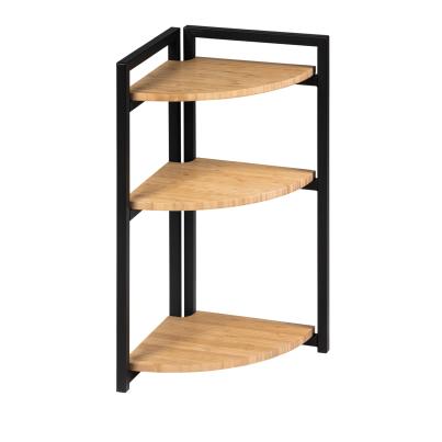 Eckregal "Metall + Bambus"