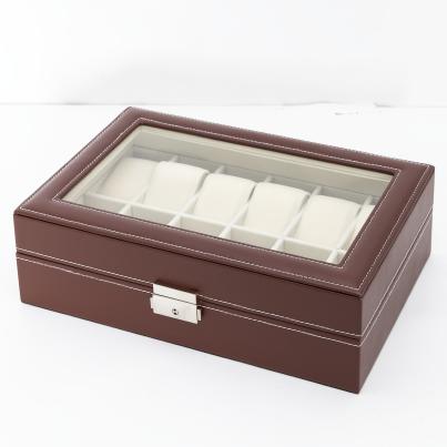 Uhrenbox für 12 Uhren, dunkelbraun/beige