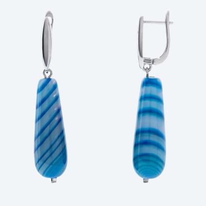 Ohrhänger 925 rhod. Achat blau