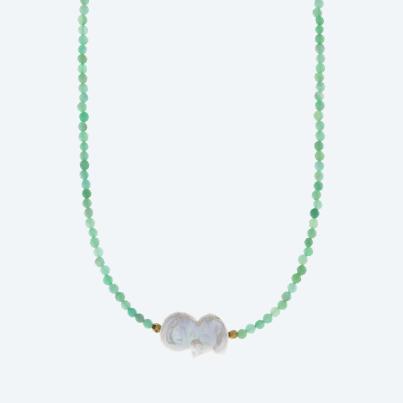 Collier Jade und Keshi Perle