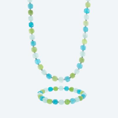 SET Collier+Armband Quarz gefärbt