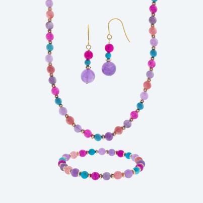 SET 3-teilig Amethyst, Howlith, Quarz und Hämatit