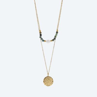 Collier Edelstahl vergoldet Amazonit