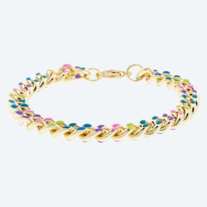 Panzerarmband Edelstahl vergoldet multicolor