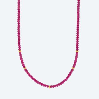 Collier Korund rubinfarbig